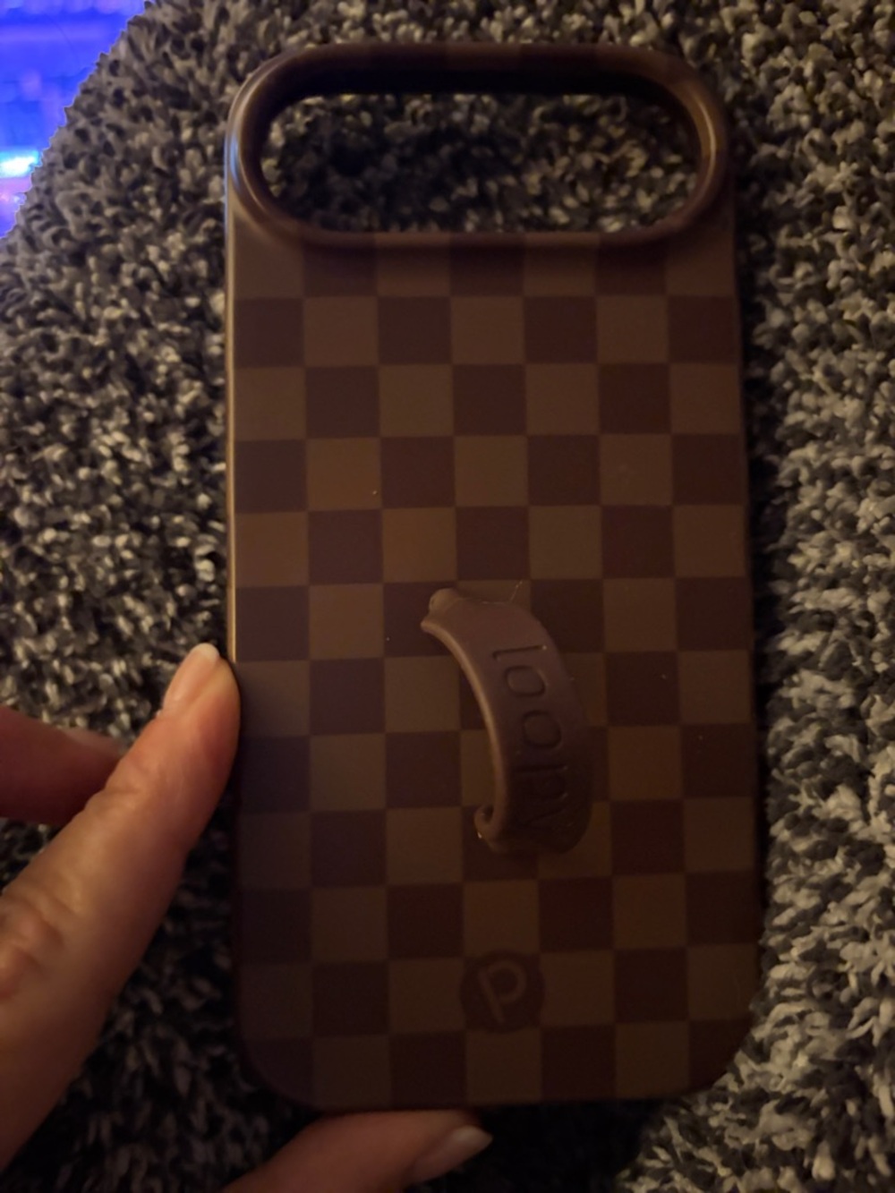 Loopy Case Brown Checkered Phone Case with Loop Grip for iPhone Air